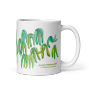 GREEN RELIGION · TRUE TREES · “Falling Light” · 2026 Print Edition · White Glossy Mug