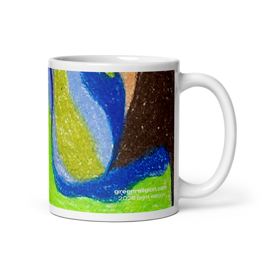 GREEN RELIGION · TRUE TREES · “By the Bay Roots” · 2026 Print Edition · White Glossy Mug
