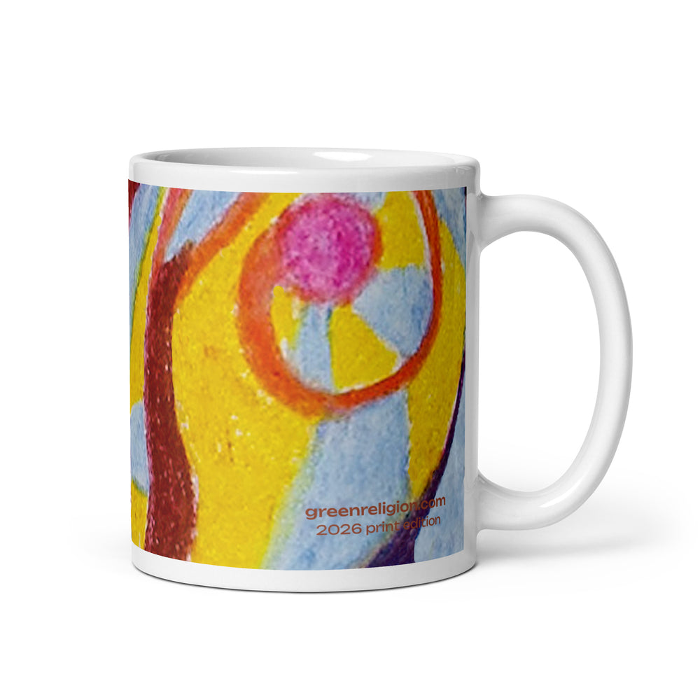 GREEN RELIGION · TRUE TREES · “Falling LIght Roots” · 2026 Print Edition · White Glossy Mug