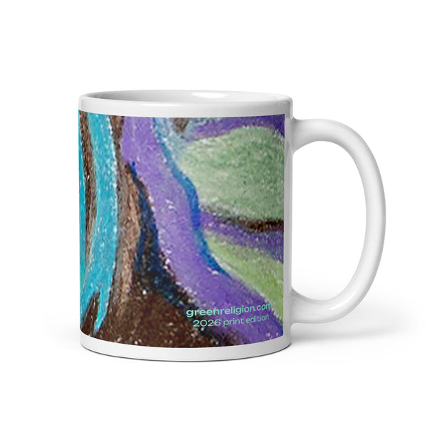 GREEN RELIGION · TRUE TREES · “Bird Lover Roots” · 2026 Print Edition · White Glossy Mug