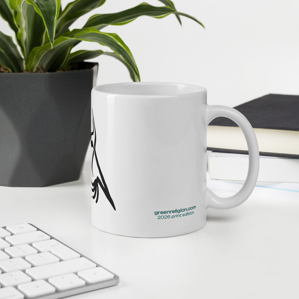 GREEN RELIGION · TREE TATTOOS · Woods Chat · 2026 Print Edition · 11 oz Glossy Ceramic Mug