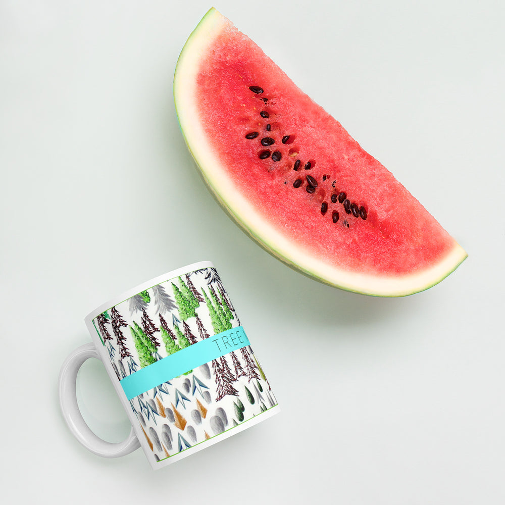 RELIGIÓN VERDE · HOJA HABLADA · “MENTALIDAD ÁRBOL” · Taza blanca brillante de 325 ml · Edición impresa 2026