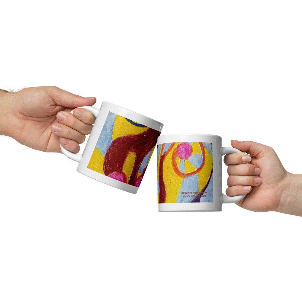 GREEN RELIGION · TRUE TREES · “Falling LIght Roots” · 2026 Print Edition · White Glossy Mug