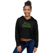 GREEN RELIGION · SPOKEN LEAF · “TO THE RESCUE” · Women’s Cropped Hoodie · Black