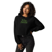 GREEN RELIGION · SPOKEN LEAF · “TO THE RESCUE” · Women’s Cropped Hoodie · Black