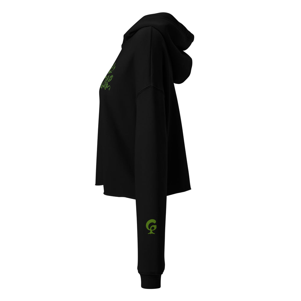 GREEN RELIGION · SPOKEN LEAF · “TO THE RESCUE” · Women’s Cropped Hoodie · Black