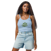 GREEN RELIGION · CUT FLOWERS · “Falling Light Cranberry” · Women’s Micro-Rib Tank Top