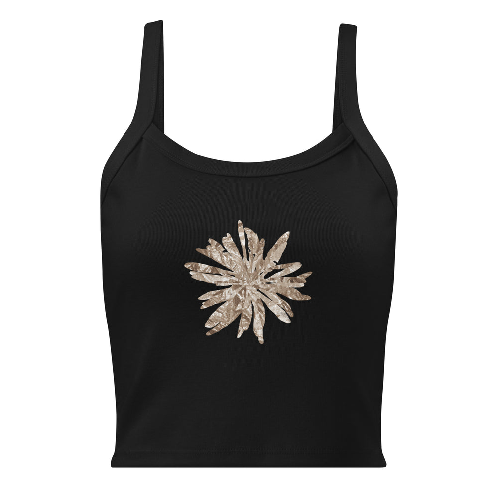 GREEN RELIGION · CUT FLOWERS · “Swirl with It Mocha” · Women’s Micro-Rib Tank Top