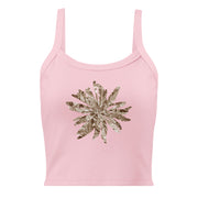 GREEN RELIGION · CUT FLOWERS · “Swirl with It Mocha” · Women’s Micro-Rib Tank Top