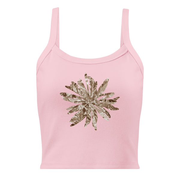 GREEN RELIGION · CUT FLOWERS · “Swirl with It Mocha” · Women’s Micro-Rib Tank Top
