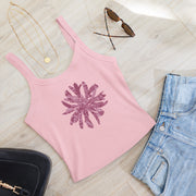 GREEN RELIGION · CUT FLOWERS · “Falling Light Cranberry” · Women’s Micro-Rib Tank Top