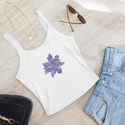 GREEN RELIGION · CUT FLOWERS · “Purple Night Blue” · Women’s Micro-Rib Tank Top