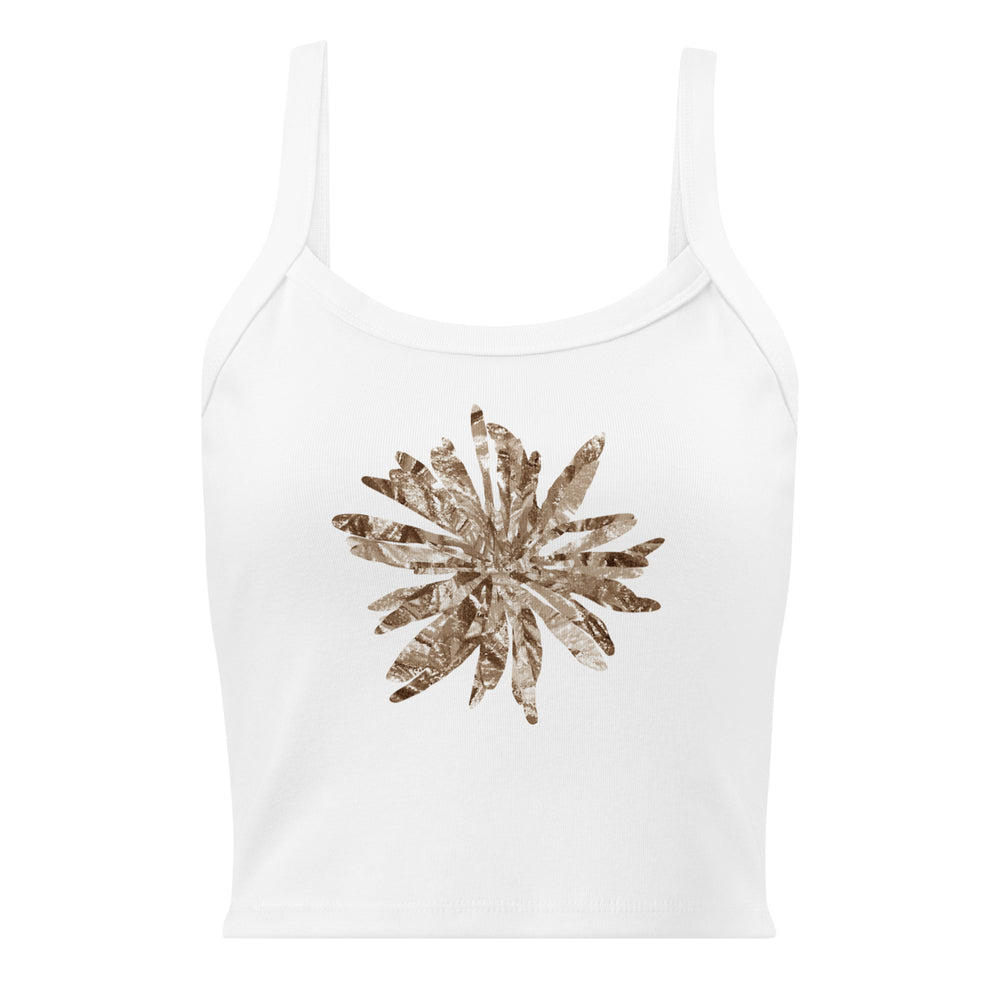 GREEN RELIGION · CUT FLOWERS · “Swirl with It Mocha” · Women’s Micro-Rib Tank Top