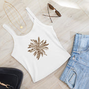 GREEN RELIGION · CUT FLOWERS · “Swirl with It Mocha” · Women’s Micro-Rib Tank Top