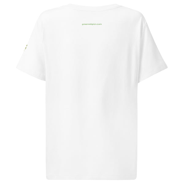 GREEN RELIGION · Women’s Organic Ribbed Neck T-Shirt · ORIGIN G · Unbounded Bloom · Melon Yellow
