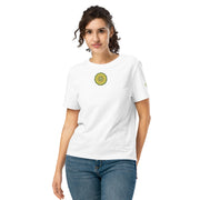 GREEN RELIGION · Women’s Organic Ribbed Neck T-Shirt · ORIGIN G · Unbounded Bloom · Melon Yellow