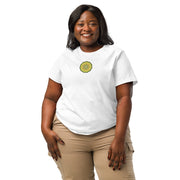GREEN RELIGION · Women’s Organic Ribbed Neck T-Shirt · ORIGIN G · Unbounded Bloom · Melon Yellow