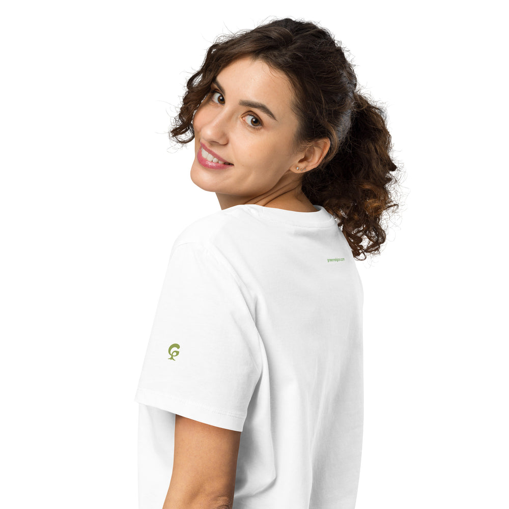 GREEN RELIGION · Women’s Organic Ribbed Neck T-Shirt · ORIGIN G · Unbounded Bloom · Melon Yellow