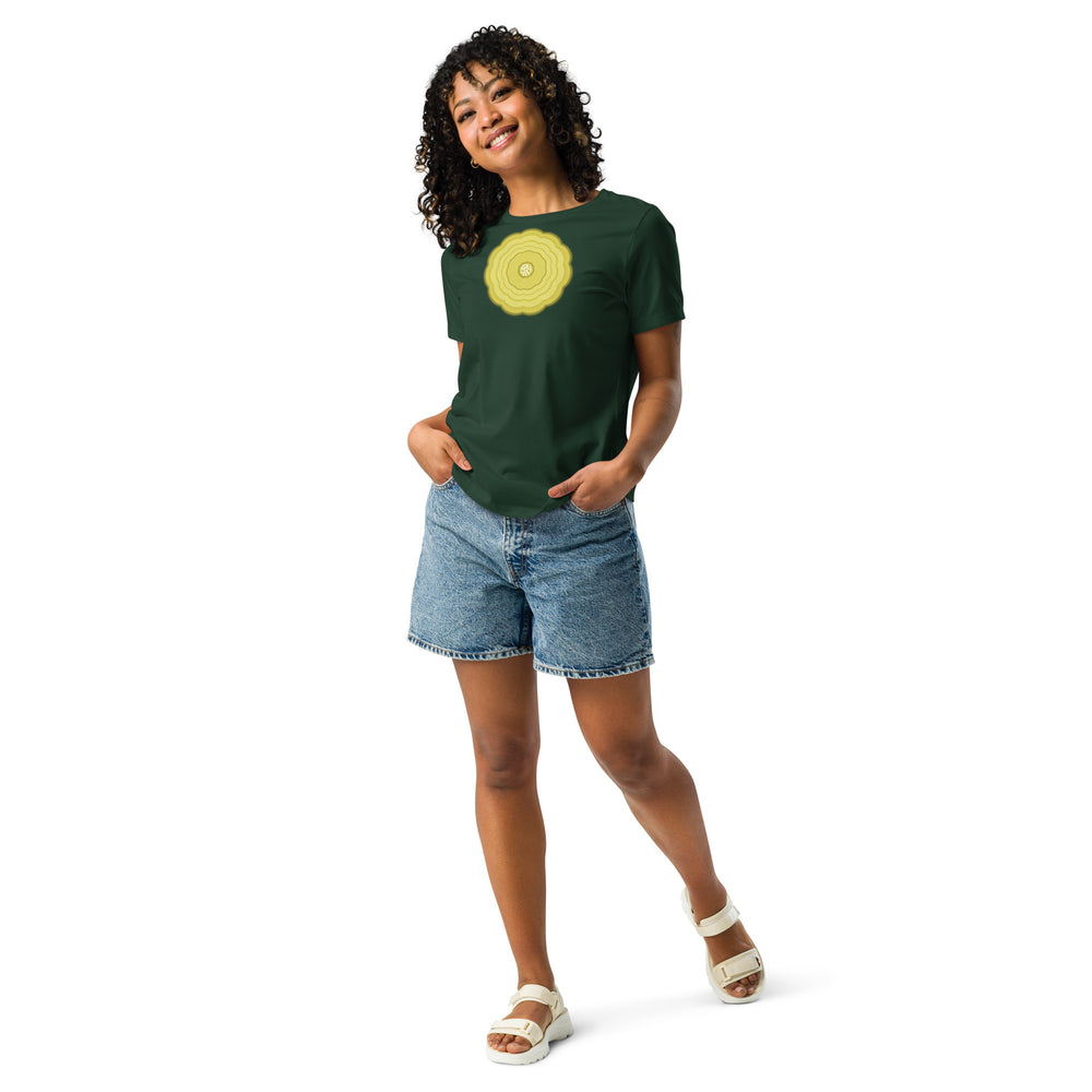 GREEN RELIGION · UNBOUNDED BLOOM · “Pastel Yellow” · Women’s Relaxed T-Shirt
