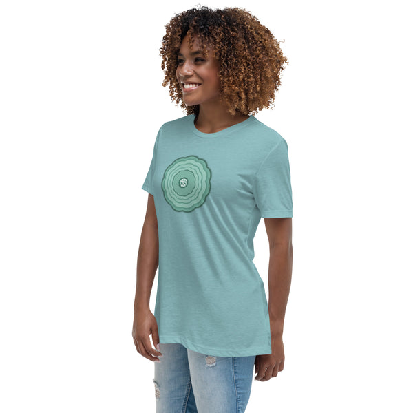 GREEN RELIGION · UNBOUNDED BLOOM · “Pastel Teal” · Women’s Relaxed T-Shirt