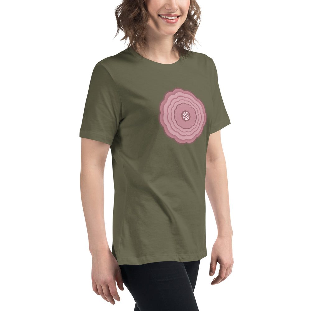 GREEN RELIGION · UNBOUNDED BLOOM · “Pastel Rose” · Women’s Relaxed T-Shirt