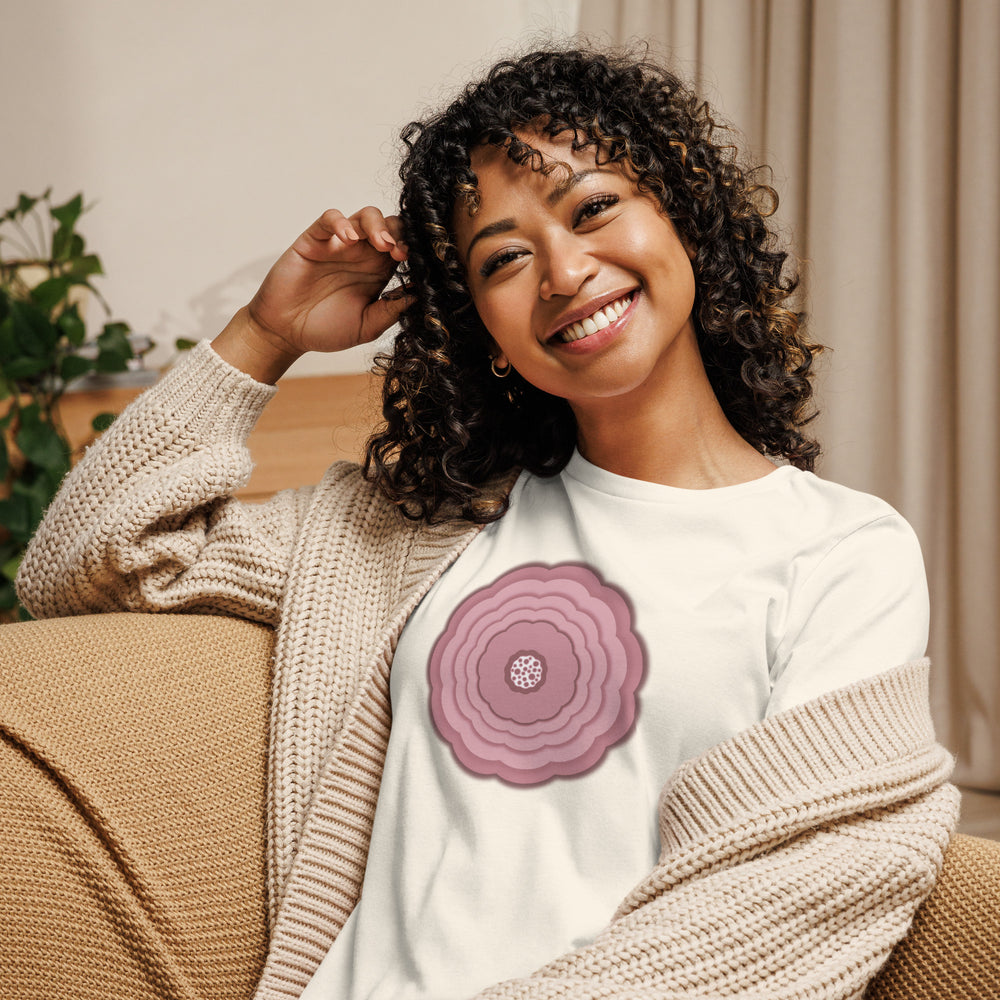 GREEN RELIGION · UNBOUNDED BLOOM · “Pastel Rose” · Women’s Relaxed T-Shirt