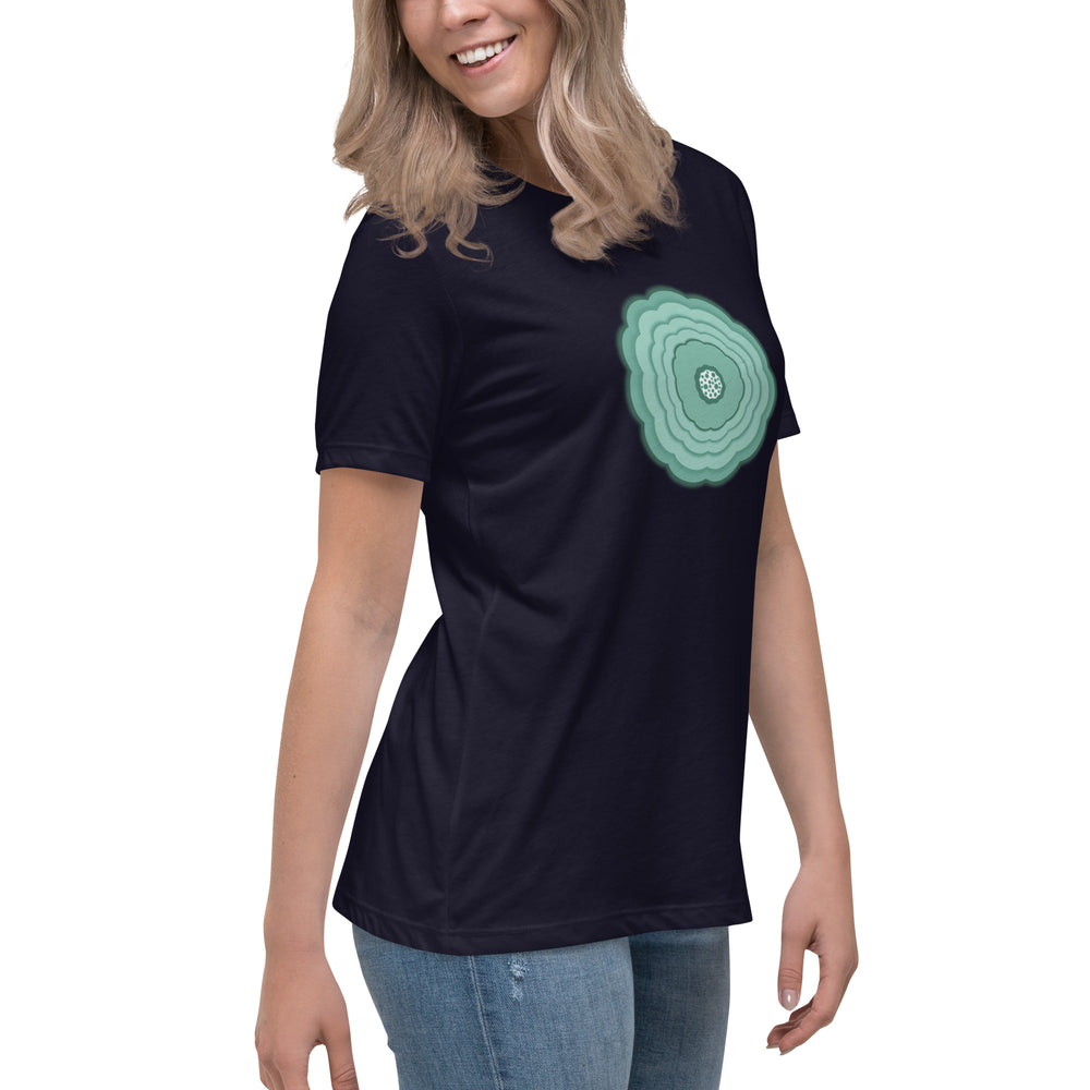 GREEN RELIGION · UNBOUNDED BLOOM · “Pastel Teal” · Women’s Relaxed T-Shirt