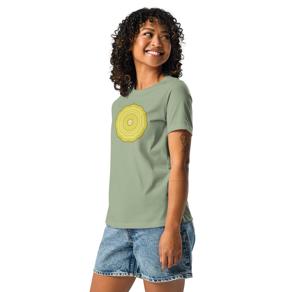 GREEN RELIGION · UNBOUNDED BLOOM · “Pastel Yellow” · Women’s Relaxed T-Shirt