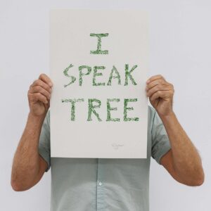JohnDeFaro holding ISPEAKTREE limited edition print 2024