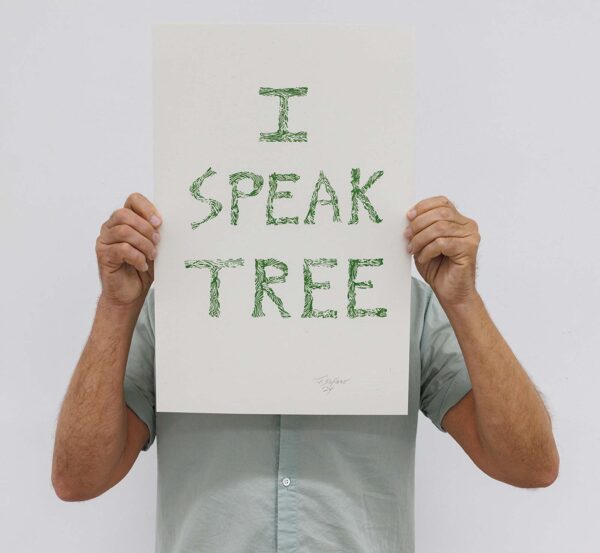 JohnDeFaro holding ISPEAKTREE limited edition print 2024