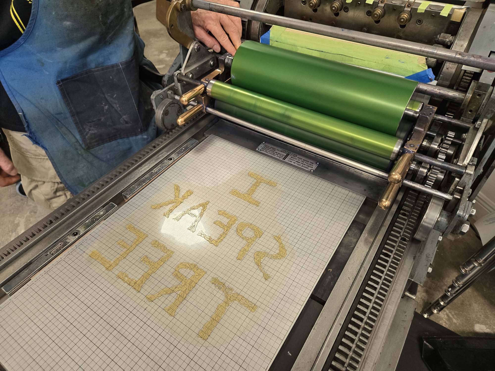 Printer Tom Virgin with greened up printer